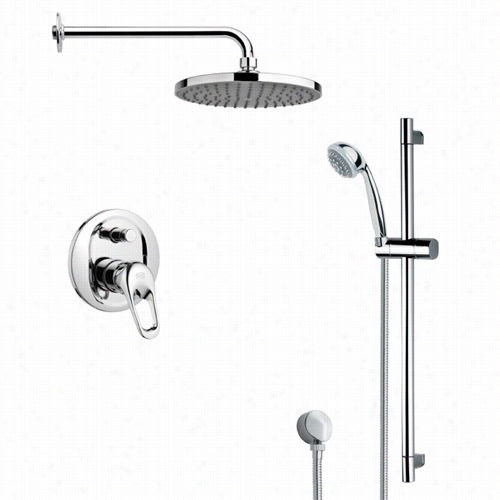 Remer In The Name Of Nameek's Sfr7150 Rendino Round Sleek Rain Shower Faucetin Chrome With Hand Shower And 4-2/7&quo;t"w Diverter