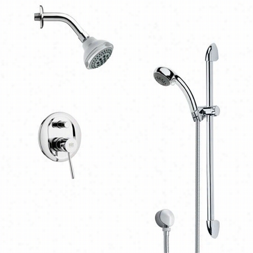 Remer By Nameek's Sfr7175 Rendino Round Smooth Sjower Fauce Tin Chrome With 28-1/7""h  Shower Slidebar