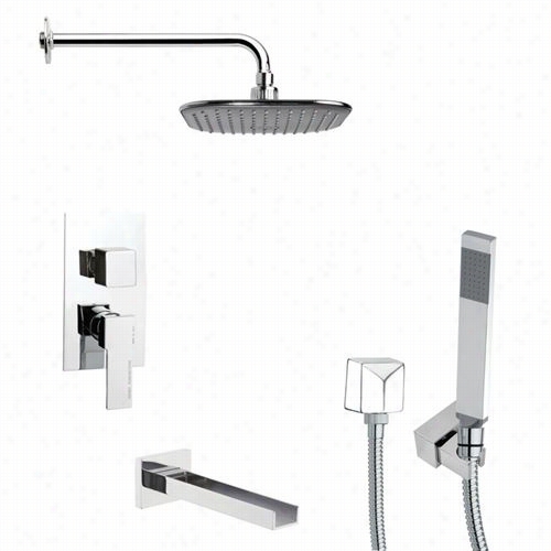 Remer By Nameek's Tshh4035 Tyga Contemporary Suit Tub And Shwer Faucet In Chrom With Hand Shower