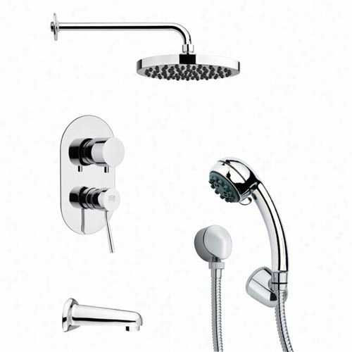 Remer By Nameek's Tsh4142 Tyga Sleek Round Tub And Shower Faucet Determined In Chrome With Han Dheld Shower