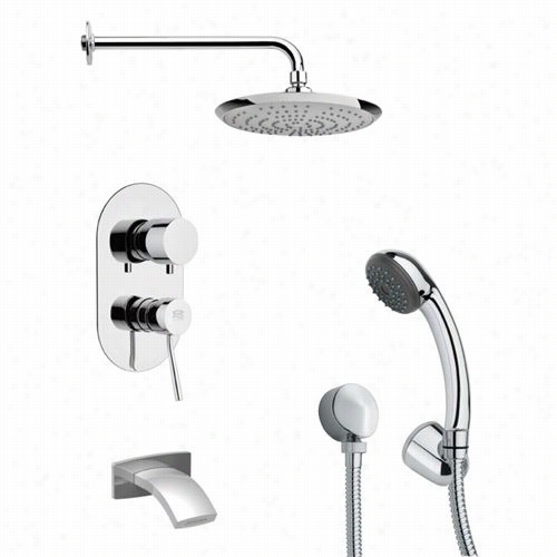 Remer By Nameek's Tsh4162 Tyga Modern Tub And Shower Faucet Set In Chro Mr With Handheld Shower And 4-1/3""w Divert Er