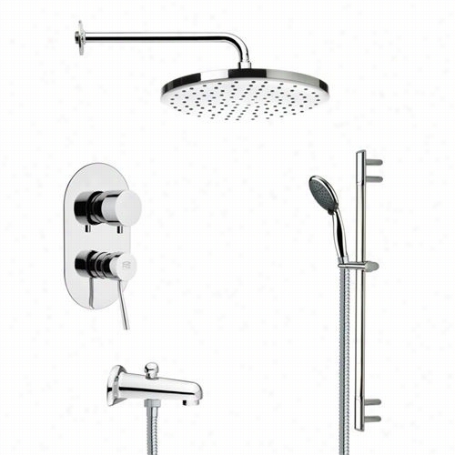 Remer By Nameek' S Tsr9048 Galiano Modern Round Shower System In Chrome With 25-3/5"" ;h Shower Slidebar