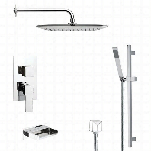 Remer By Nameek's Tsr9057 Gali Ano Square Sgower Systemm In Chrome With 8-6/7""h Handheld Shower