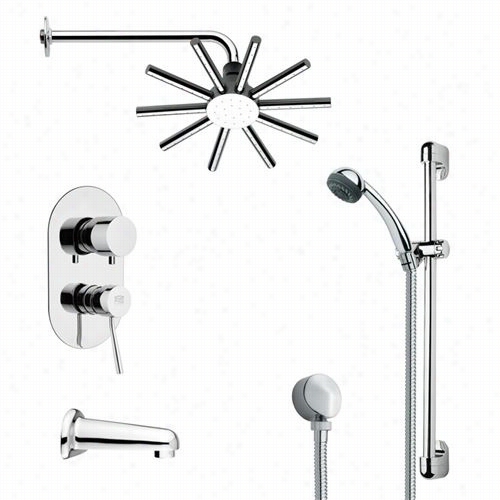 Remer By Nameek's Tsr9086 Galiano Contsmporary Shower System In Chromw With 5-1/2""w Handheld Shower