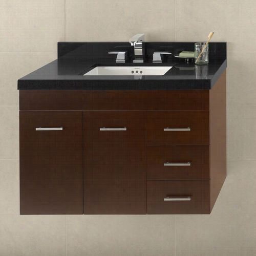 Ronbow 011236-l-h01 Bella 36"" Wall Mount Vanity Cabint Wit Hone Hidden Drawer And 3 Side Drawers In Daark Cherry