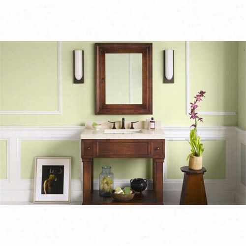 Ronbow 063936-f11 Palermo 36"" Vanity Cabinet With Bottom S Helf And 2 Drawers In Colonial Cherry
