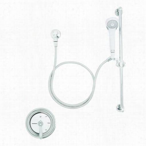 Speakman Sm-4040 Watchman Mark Ii Single Metal Lever Handle Pressure Balanced Valve Trim With Personal Hand Shower, 69"" Hose And  30"" Slide Bar