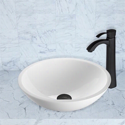 Vigo Vgt454 Flat Edged White Phoenix Stine Vessel Sink And Otis Faucet Set In Matte Black