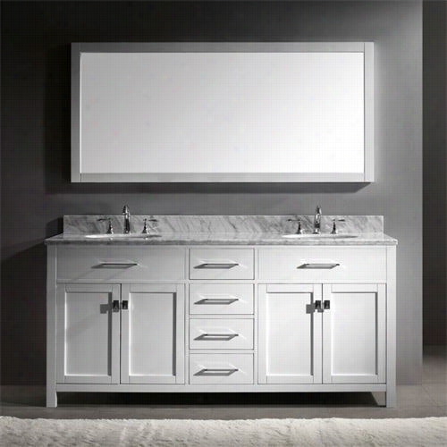 Virtu Usa Md-2072 Caroline 72"quot;  Duble Sink Bat Hroom Vanitty Ste In White - Conceit Top Included