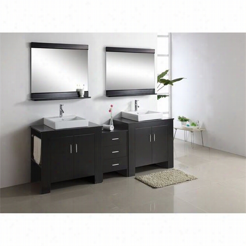 Virtu Usa Md-7090 Tavian 90"" Double Sink Bathroom Vanity In Esprssso - Vanity Top Included