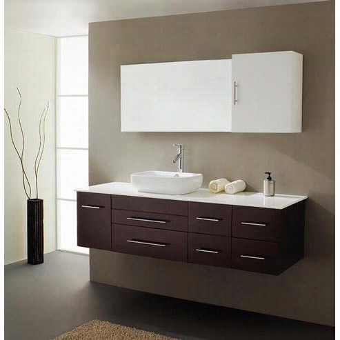 Virtu Usa Um-050 Justine 59"" Pure Sink Bathroom Vanity In Espresso - V Anity Top Included