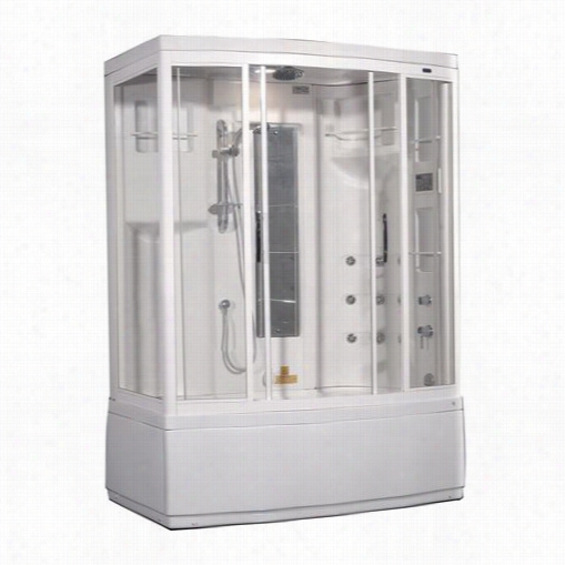 Aston Zaa208-r 59"" X 36"" X 86"" Orderly Hand Stesm Shower Enclosure With Whirlpool Bath And 9 Body Jets In White