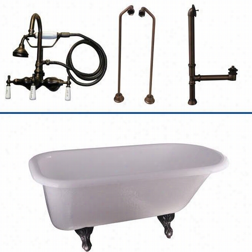 Barclay Tkattr60-worb1 60"&quoot; Acrylic Cylinder Top White Bathtub Kit In Oil Rubbed Bronze With Hsndshower