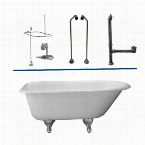 Barclay Tkctr H54-cp6 54"" Cast Iron Tub Kit In Chrome With 56&quo;t" Riser, Showerhead And Rectangular Shower Ring