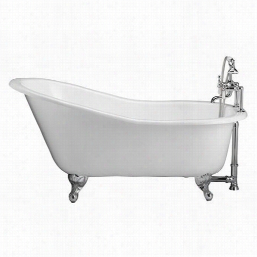 Barclay Tkctsh60 60"" Cast Iron Slipper Bathtub Kit Inn White With Porcealin Lever Handle