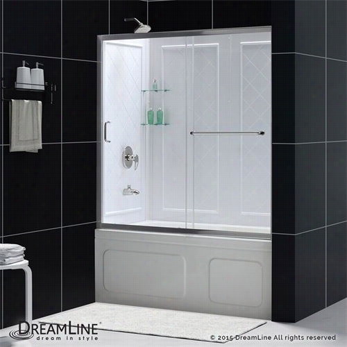 Dreamline Dl-6992 Infinity-z 56"" - 60"" Shower Package With Frameless Sliding Tug Door Nd Tub Backwalls Kit