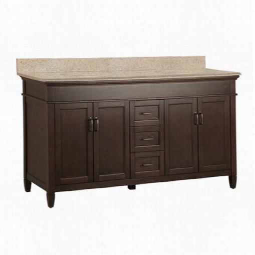 Foremost Asg Ashburn 61"" X 22"" Vanity In Mahogany With Double White Bowl - Vanity Top Included
