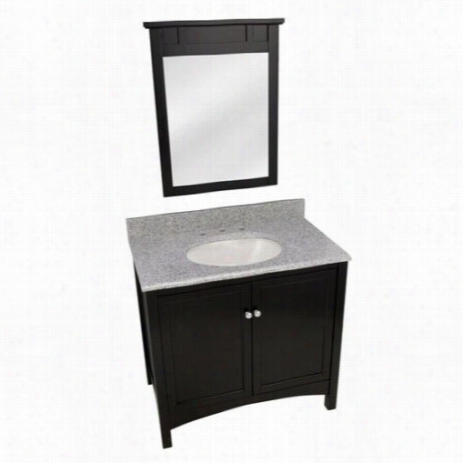 Foremost Trea3622combo3 Haven 37 &quo;t" Vanity In Espresso With Napoli Granite Top And Mirror - Vanity Top Included