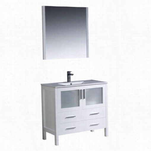 Fresca Fvn6236wh-uns Torino 36"" Recent B Athroom Vanity In Whits With Underount Sink - Vanity Top Inccluded