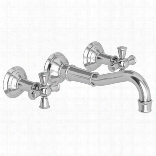 N Ewport Brass 3-2461 Double Handle Wall Omunted Bathrooom Faucet With Metal Cross Handles