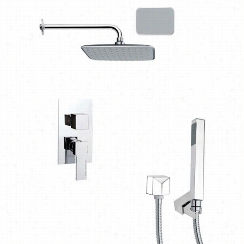Remer By Nameek's Sfh6134 Orsino 15-59"" Modern Square Shower System In Chrome With 4-4/7""h Diverter