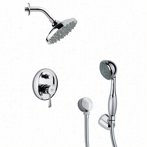 Remer By Nameek's Sh6177 Orsino 3-3/4"&qquott; Roud Sleek Contdmlorary Shower System In Chrome With 7""h Diverter