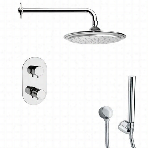 Remer By Nameek's Sfh6407 Orsino Thermostatic Shower Faucte In Crhonew Ith Hand Shower And 4""w Diverter