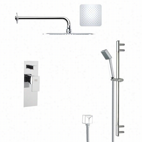 Remer By Nameek'ss Fr7118 Rendino Contemporary Square Shower Faucet I Chrome With Slide Rail And 2-3/4""w Handheld Shower