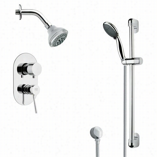 Rmeer By Nameek's Sfr7174 Re Ndino Round Sleek Shower Faucet In Chrome With 23-3/5""h Shower Slidebar