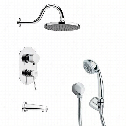 Reme R B Y Nameek's Tsh4065 Tyga Contemporary Round Shower System I Nchrome With 4-5/7&uto;"w Handheld Shower