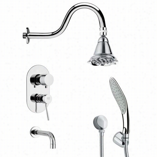 Remer By Nameek's Tsh4103 Tyga Round  Recent Tub And Showerf Aucet Set In Chrome With 5-1/2""w Haa Ndheld Shower