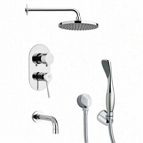 Remer By Nameek's Tsh4149 Tyga Round Tub And Shower Faucet Set In Chrome Witth7"& Quot;h Handheld Shower