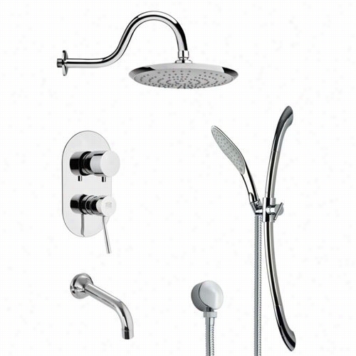 Remer By Nameek's Tsr9075 Galiano Congemporaryrain Shower System In Chrome With 3-1/ 3" "w Handheld Shower