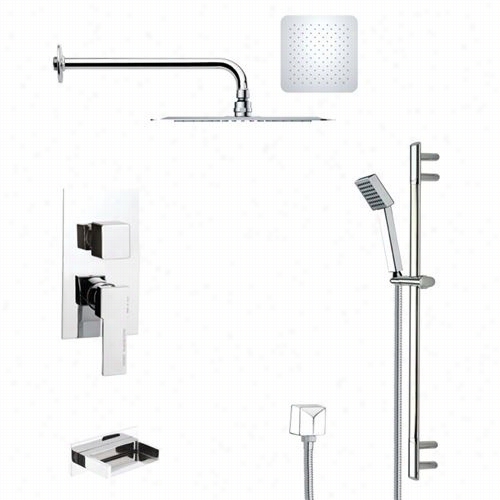 Remer By Nameek's Tsr9118 Galiano Tub And Rain Shower Faucet In Chrome Attending Slide Rail And 2-5/9""w Handheld Shower