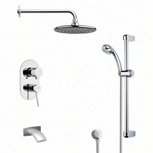 Remer At Nameek's Tsr9159 Galiank Round Tub And Ran Hsower  Faucet In Chrome With Handheld Shower And 3-1/3""w Handheld