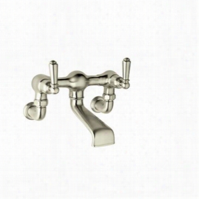 Rohl U.3515l-stn Edwardian Exposed Wall Mounted Tub Filler In Satin Nickel By The Side Of Lever Handle