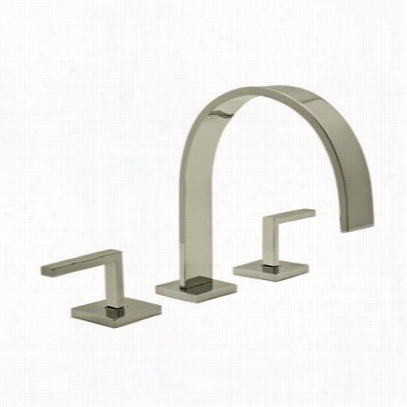 Rohl Wa106l-stn-2 Wave 3 Hle Deck Mounted Q&uot;"c"" Spout Widespread Lavatoty Faucet Withh Lever Handle In  Satin Nickel