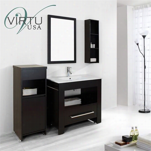 Virtu Usa Es-2436-c-es Masseliin 36"" Single Merge Bathroom Vanity Set Ih Espresso With Cerakic Sink Top  - Vanity Top Included