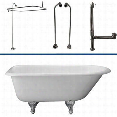 Barclay Tkctr67-cp3 67&qout;" Cast Iro N Tub Kit In Chrome With Tub Filler, 62"" Riser, Sohwerhead And Rectangular Shower Ring