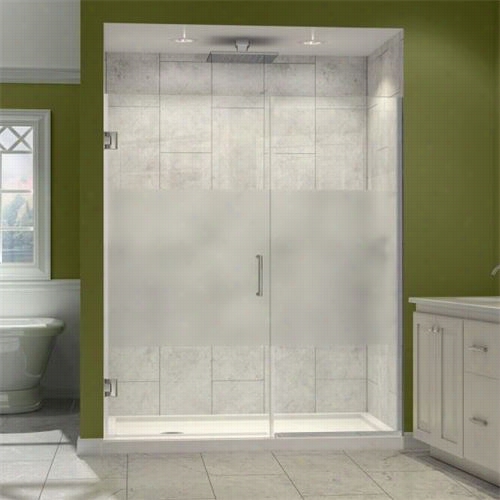 Dreamline Shdr244007210-hfr Unidoro Plus 40& Quot;" To 40-1/2&quto;"w X 72""h Hinged Shower Door With Half Ffrosted Glass Door