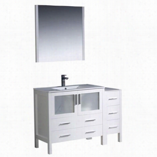 Frdsca Fvn62-3612wh-uns Torino 48"" Modern Bathroom Vanity In White With Side Cabinet  And Undermojnt Sink - Vanity Top Included