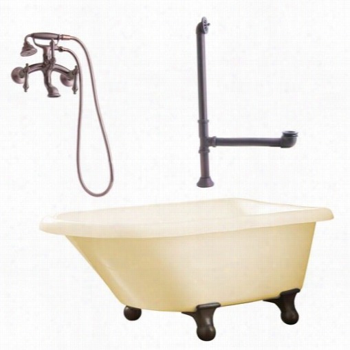 Giagni Lb1-orb-b Brighton 60"" Bisque Roll Top Tub With Wall Mount Faucet In Oil Rubbed Bronze