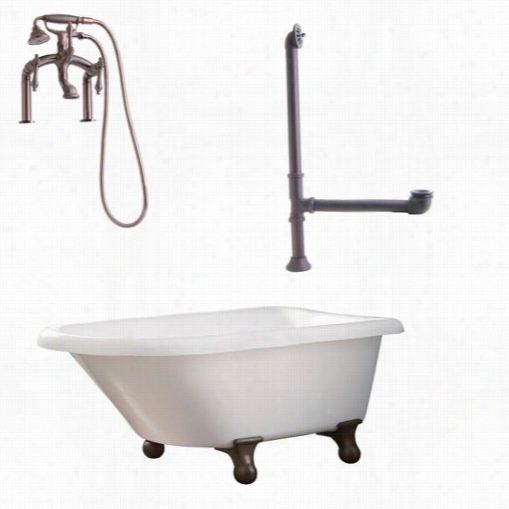 Giagni Lb3-orb Brighton 60"" White Rlol Top Tubwith Deck Mount Faucet In  Il Rubbed Bronse