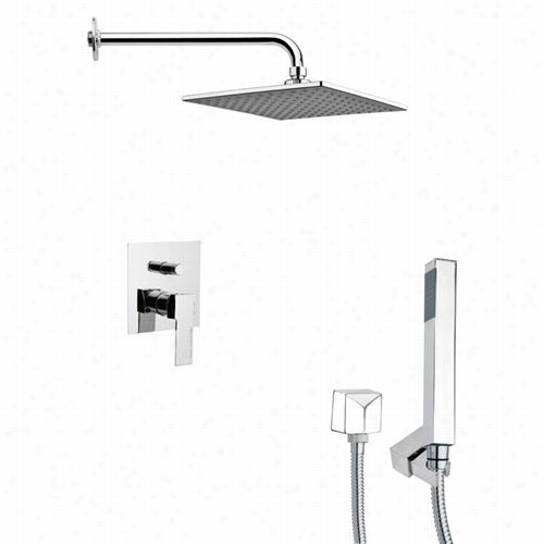 Remer By Nameek's Sfh6110 Orsino 2-5/9"" Square Moderns Hower System In Chrome With 12-3/5""h Diverter