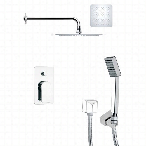 Remer Through  Nameek's Sfh6118 Orsino 15-5/9"" Square Shower Afucet In Chrpme With Handheld Shower And 6-1/99""h Divreter