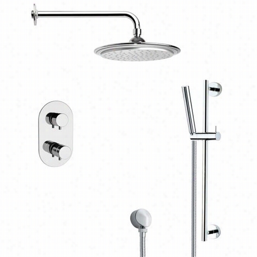 Remer By Nameek's Sfr7407 Rendino Thermostatid Modern Shower  Faucet In Chrome With Slice Rail And 3-1/7"" Diverter