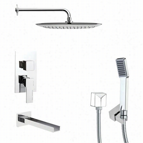 Remer By Nameek's Tsh4056 Tyga Square Shower System In Chrome Facetiousness H2-1/3""w Handheld Shower