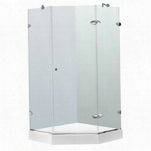 Vigo Vg6061chcl36w 36&quoot;" X 36"" Frameless Neo Angle 3/8"" Shower Enclosure In Clear/chrome With White Base