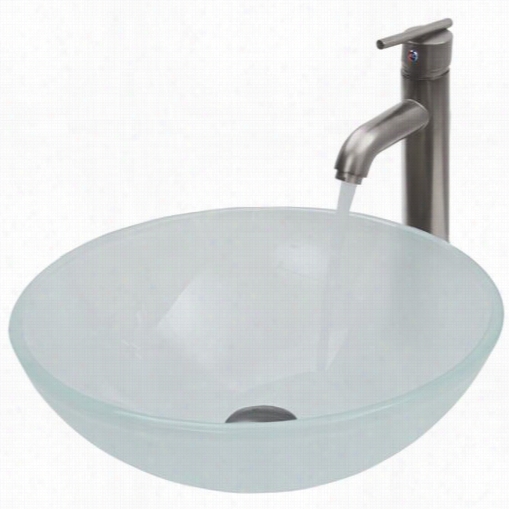 Vigo Vgt270 White Frost Vessel Sink Ad Faucet Set In Brushed Nickel