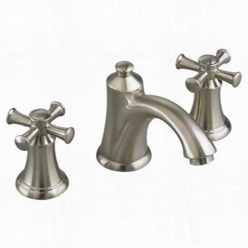 American Standard 7415.821.295 Portsmouth 2 Cross Handle Widespread Bathroom Faucet In Satin Nickel With Brass Spout